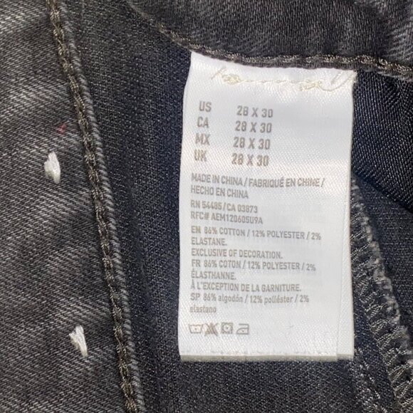 American Eagle Black Distressed Jeans Men's 28x30 Extreme Flex Skinny - Picture 4 of 12